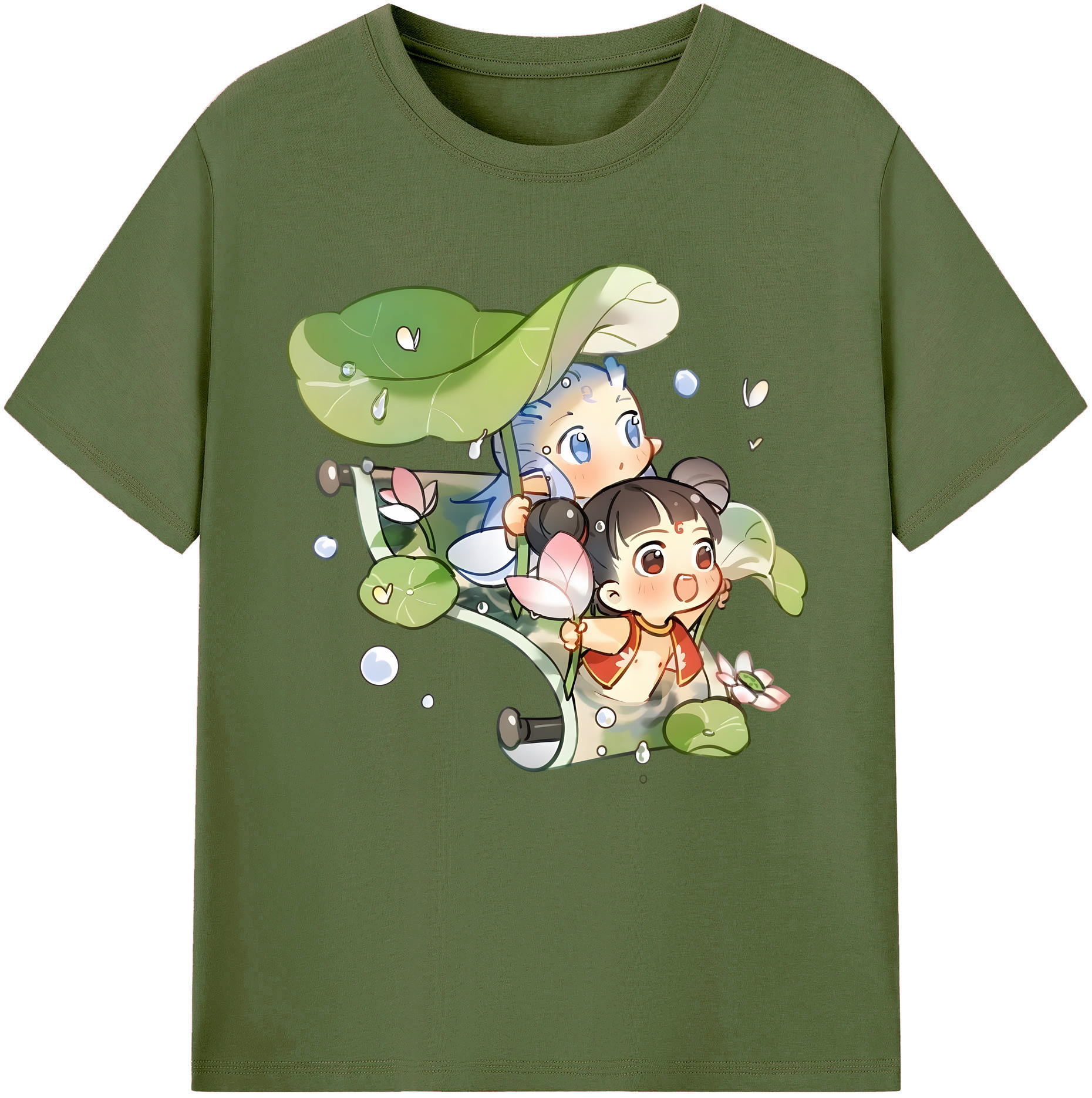 （画像用） Ne Zha 2 ナタ 魔童の大暴れ 綿100％半袖Tシャツ（フロントプリント）